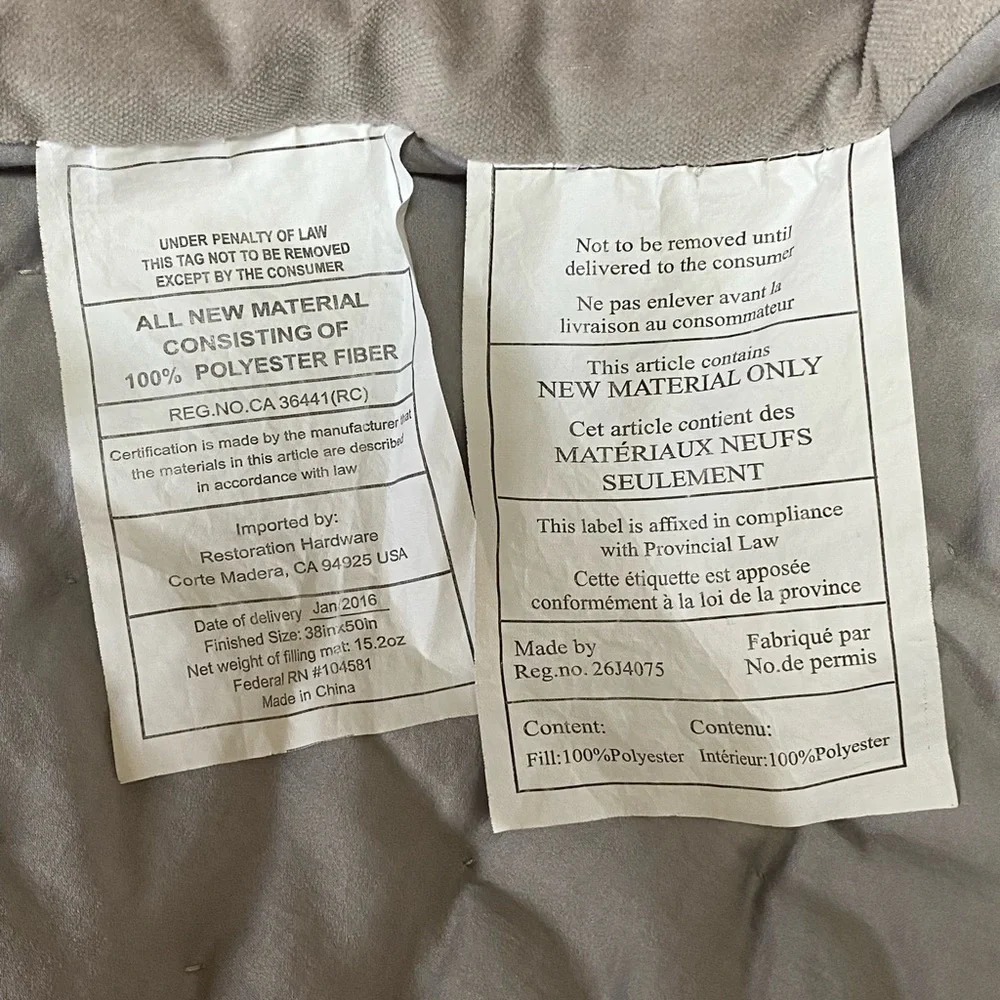 Restoration Hardware Hand Cross Stitch Velvet Toddler Quilt Gray Baby & Child